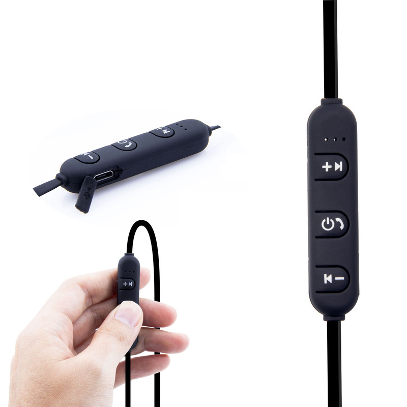 Magnetic Wireless Bluetooth 4.1 Stereo Metal Earphones Headset with Mic - Black gallery