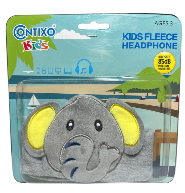 Contixo H1 Kids Soft Fleece On-Ear Headphones 85dB Vol Protection Elephant NEW