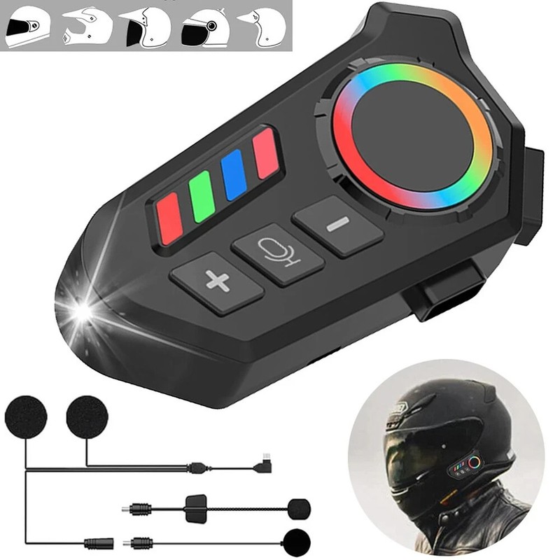 Wireless Motorcycle Helmet Headset with Bluetooth 6.0, Hands-Free & Waterproof