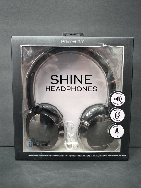 Prime Audio Shine Headphones, Black Chrome Bluetooth Noise Isolation, Built…