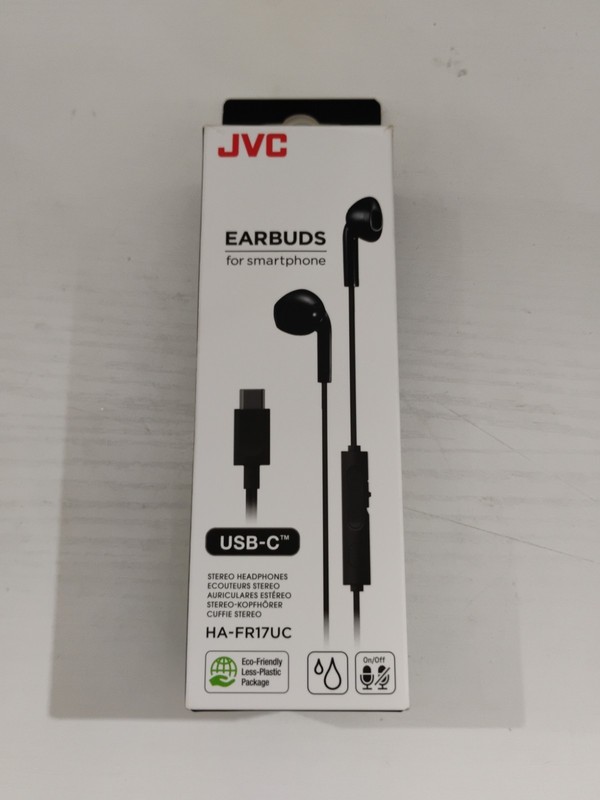 JVC USB-C Wired Earbuds Headphones, Delay-Free for Videos and Gaming HAFR17UCB