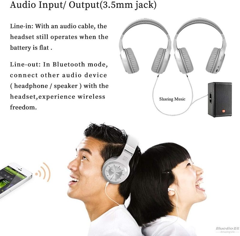 Bluedio HT Turbine Wireless Bluetooth 5.0 Stereo Headphones with Mic White gallery