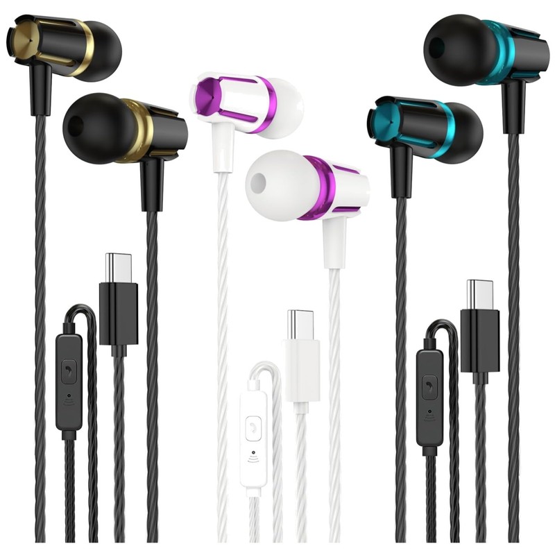 USB C Headphones 3 Pack with Microphone