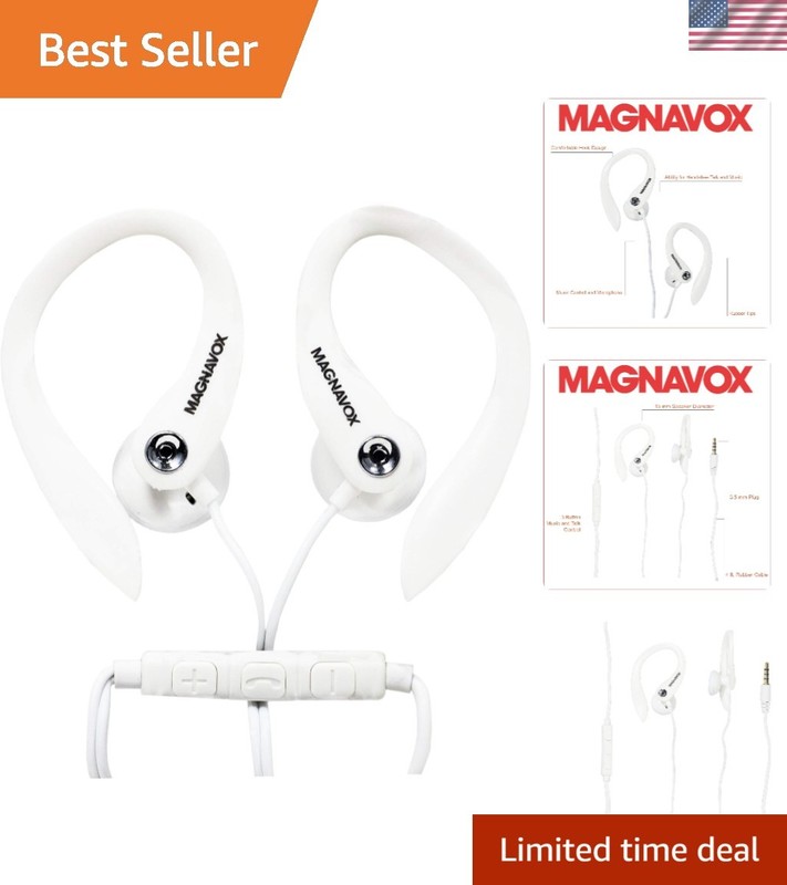 Comfortable Earhook Earbuds with Touch Control & Microphone – Black/White
