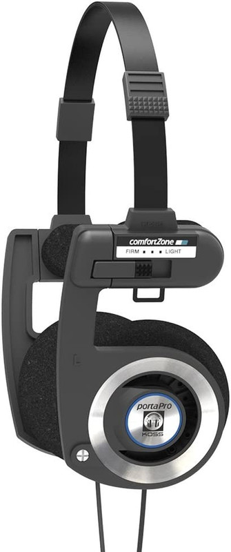 Porta Pro Black On-Ear Headphones, Retro Style, Collapsible Design, Case Include
