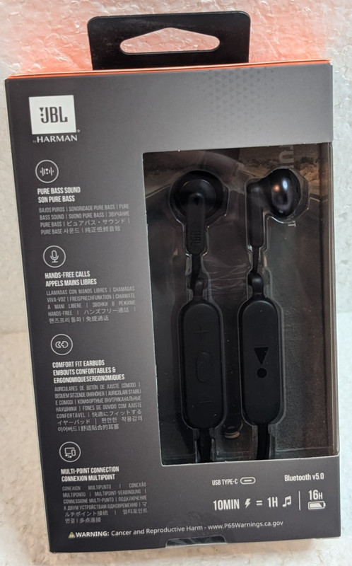 JBL Tune 215BT Bluetooth Wireless In-Ear Headphones W/ Mic Remote Blk NEW Sealed gallery