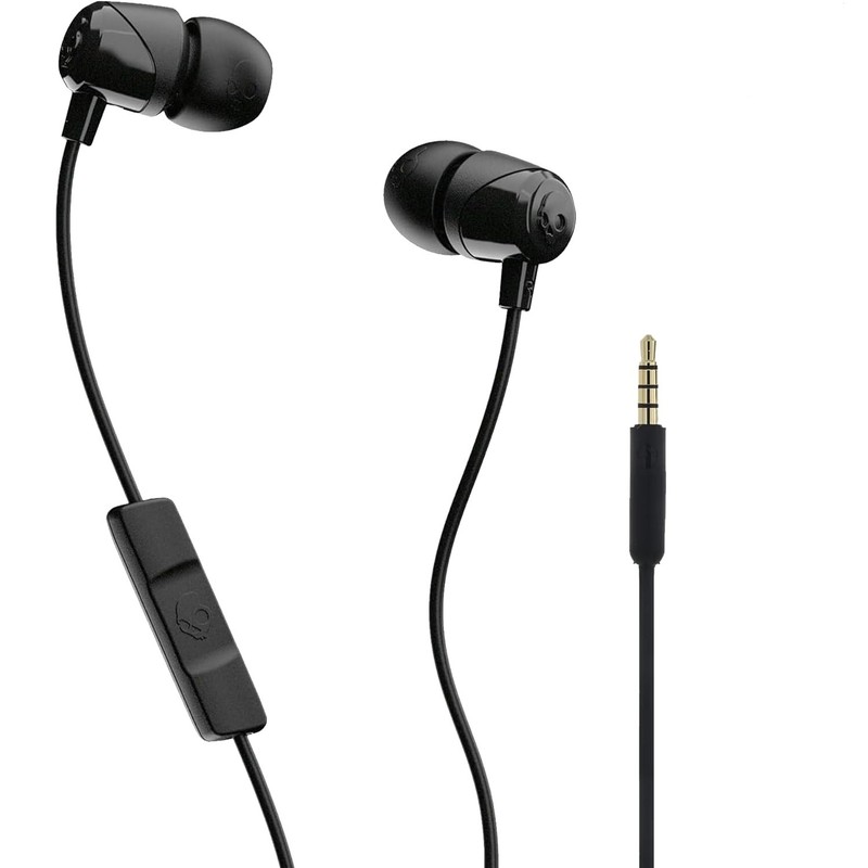 Comfortable Jib Earbuds – 3.5mm Plug, In-Line Control for Travel – Black
