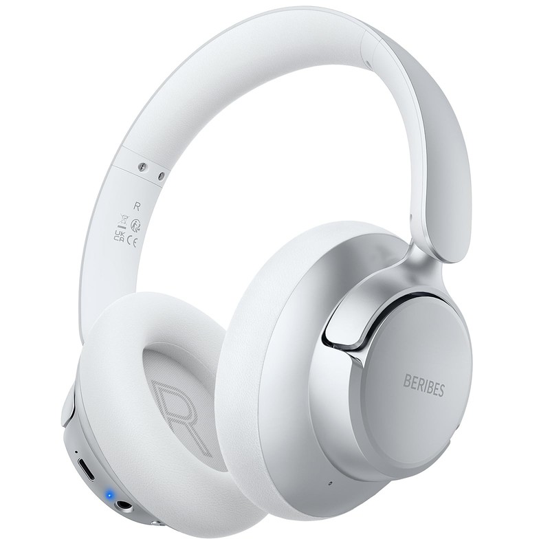 BERIBES Upgraded Hybrid Active Noise Cancelling Wireless Medium, Silver