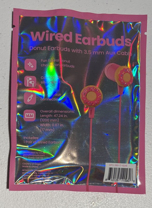 Pink Donut Wired Earbuds – Cute 3.5mm Aux Novelty Tech Headphones gallery