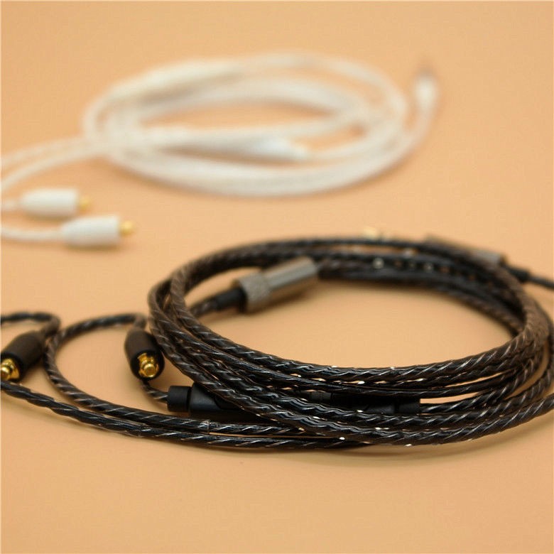MMCX Audio Cable Cord Volume Control for Shure SE215/425/535/846 Black with Mic gallery