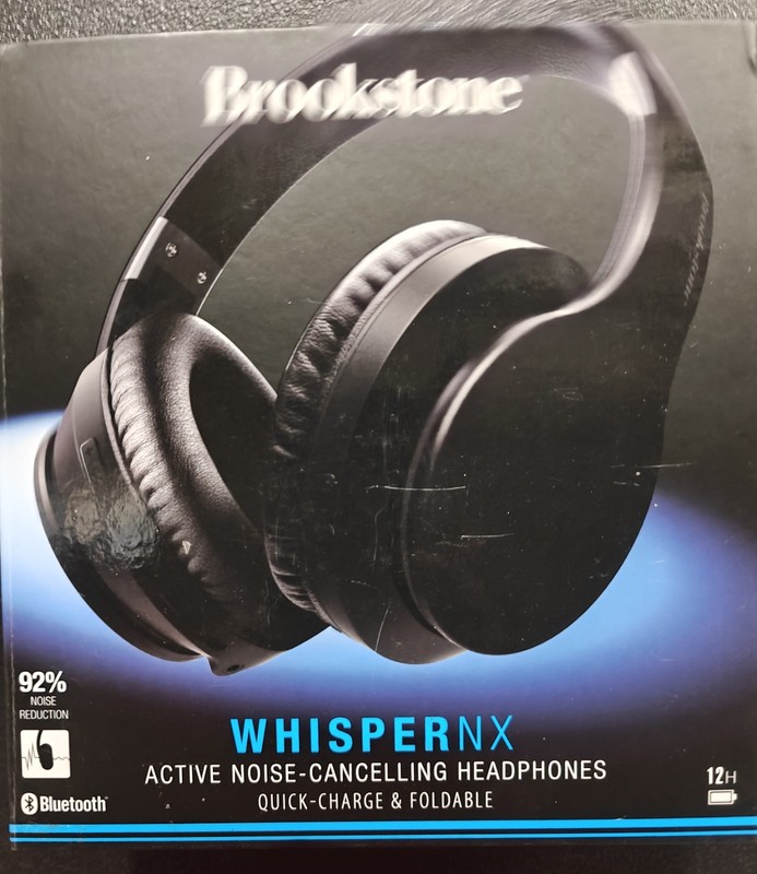 Brookstone WhisperNX Noise-Cancelling Headphones, BSNCH101BK, New – UNOPENED
