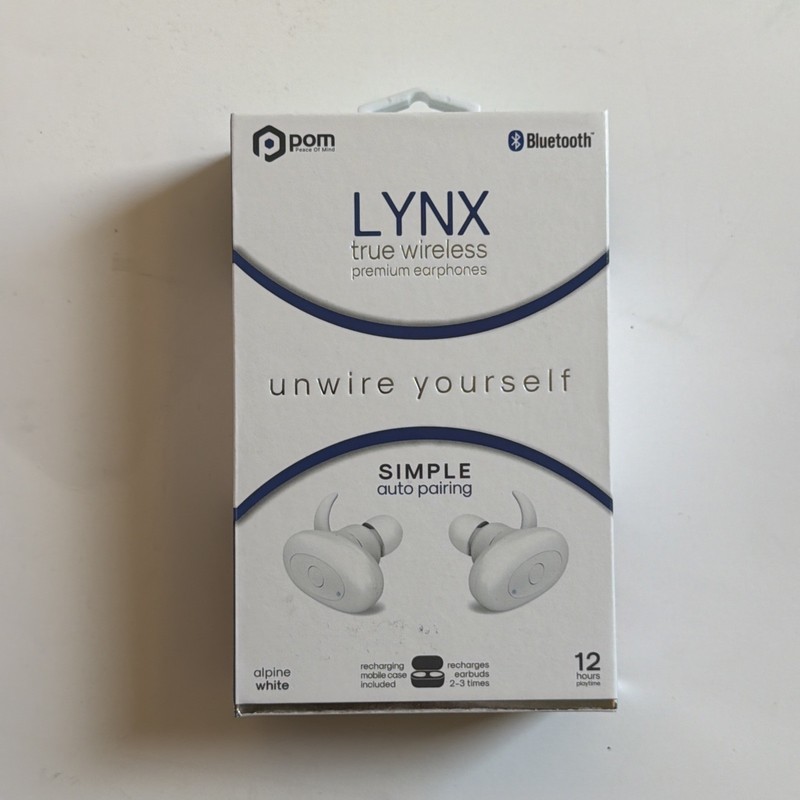 Bluetooth Pom Lynx True Wireless Premium Earphones Brand New 12 Hours Playtime