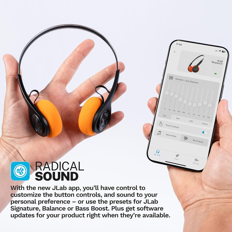 Jlab Rewind 2 Wireless Retro Headphones, 20+ Hours Playtime, App Support, Blueto gallery