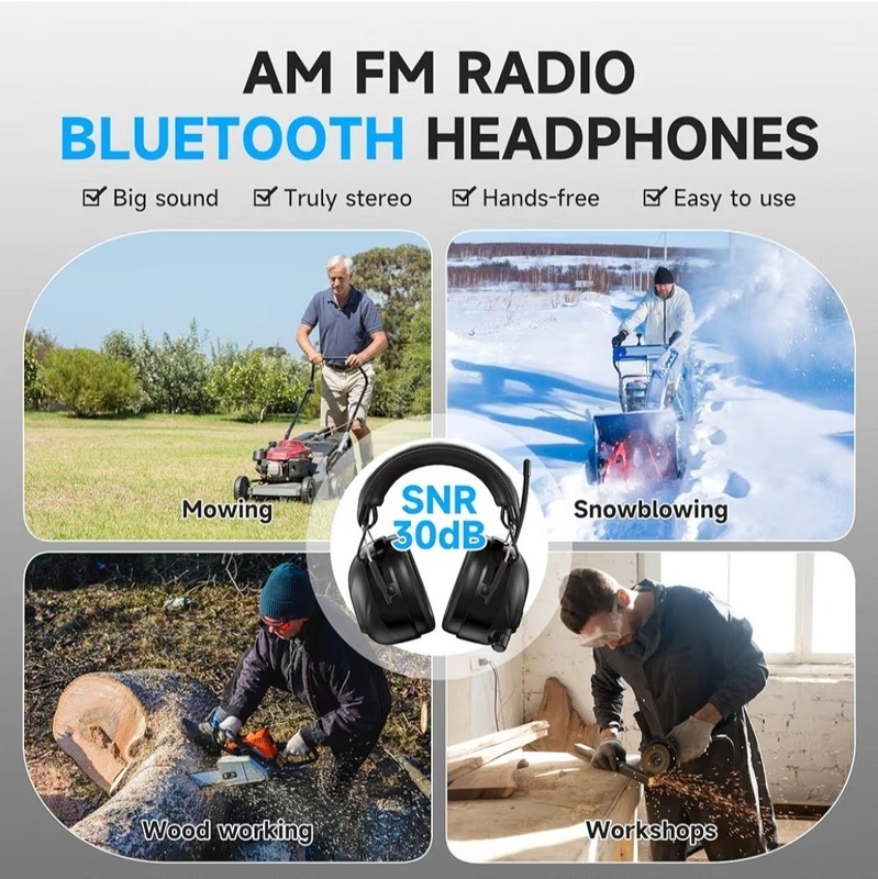 2025 Bluetooth 5.4 AM/FM Radio Ear Protection Headphones W/Backlit Display/Mic gallery