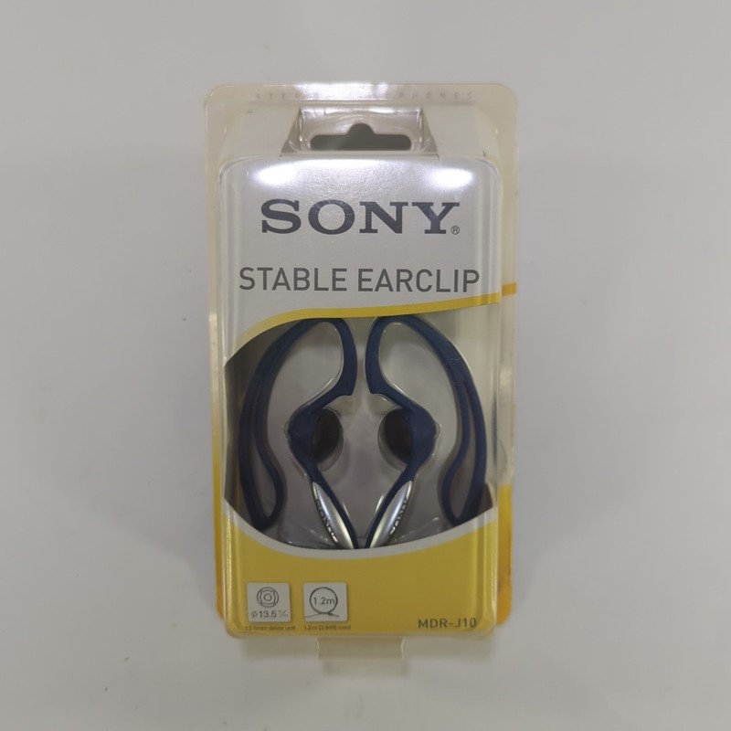 Sony MDR-J10 Stable Ear Clip Stereo Headphones Blue Open Box