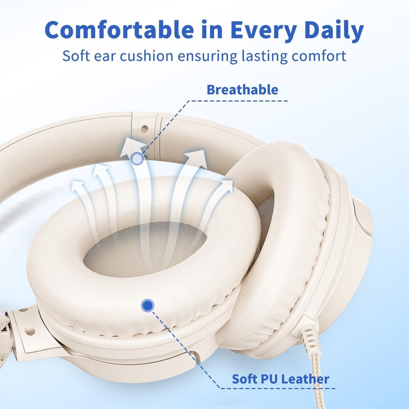 Headphones Wired with Microphone, Over Ear Foldable 3.5mm Plug in Headphones ... gallery