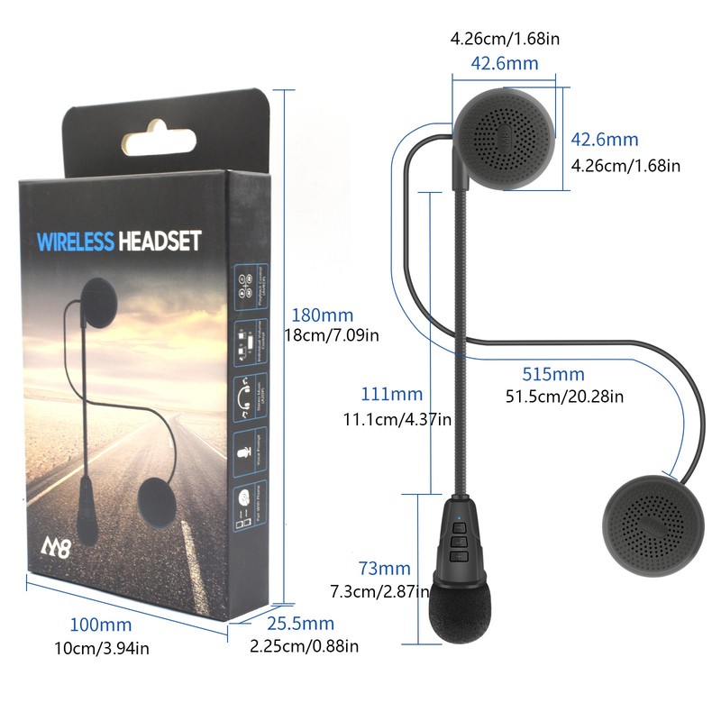 Rechargeable M8 Motorcycle Helmet Bluetooth 5.0 Headphone Stereo Headset e gallery