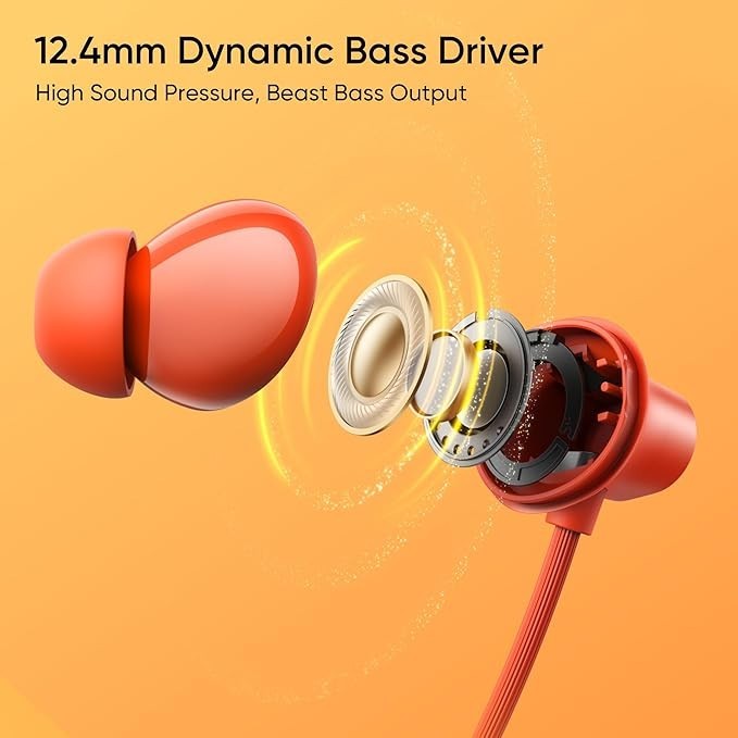 Realme Buds Wireless 5 Lite in Ear Bluetooth Neckband Bass Boost Cyber Orange gallery