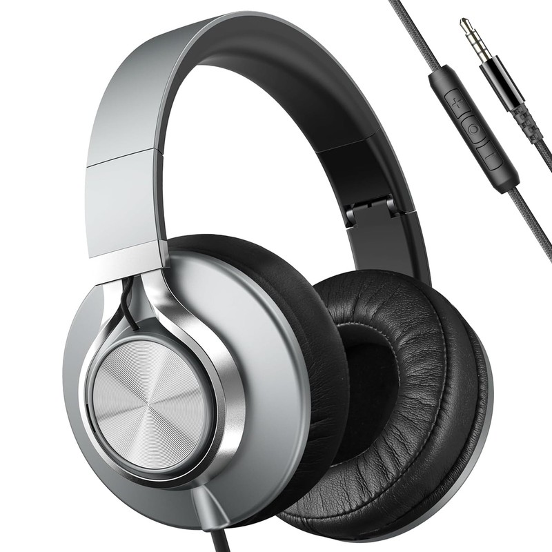 Wired Headphones with Mic and Volume Control, Noise Isolation Over Ear Headph…