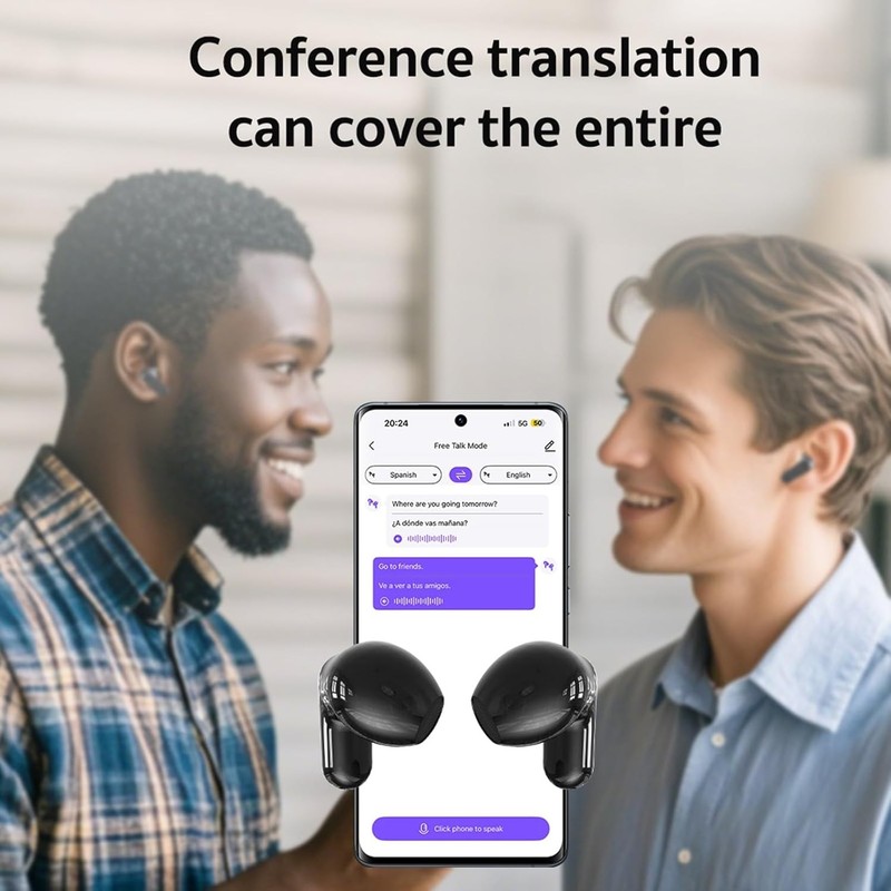 AI Translation Earbuds LCD Touch Screen Real Time 135 Languages ENC Bluetooth gallery