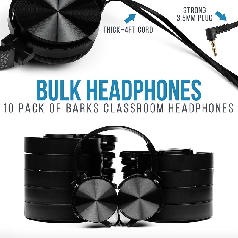 Classroom Headphones (10 Pack, Stealth) - On-Ear Premium Student Bulk Headpho... gallery