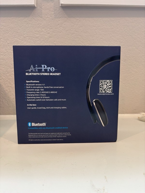 AI Pro AIPro-100 Plus Bluetooth Headphones Blue with Case gallery