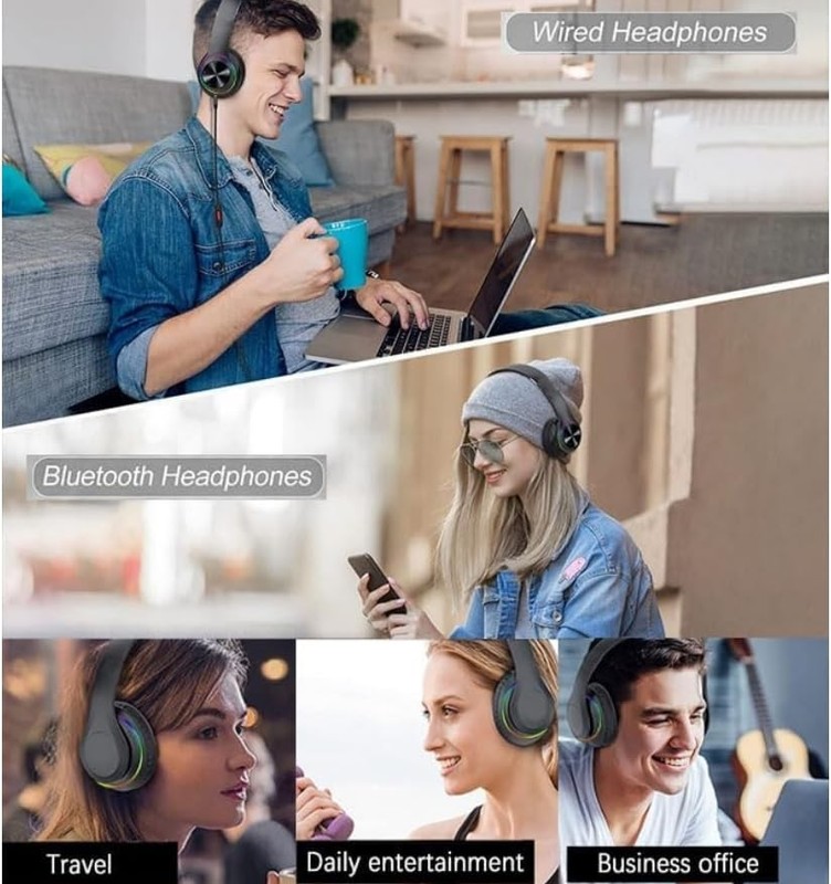 Bluetooth Headphones Over Ear, Noise Reduction Wireless Headphones with Micro... gallery