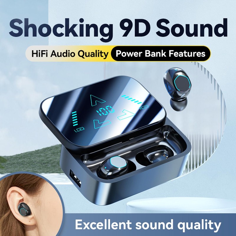 Sports Wireless Headphones Bluetooth Earbuds Power Charging One Size, Black gallery