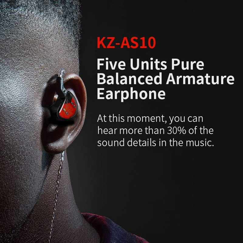 Linsoul KZ AS10 5BA Hifi Stereo In-Ear Earphone High Resolution Earbud Headphone gallery