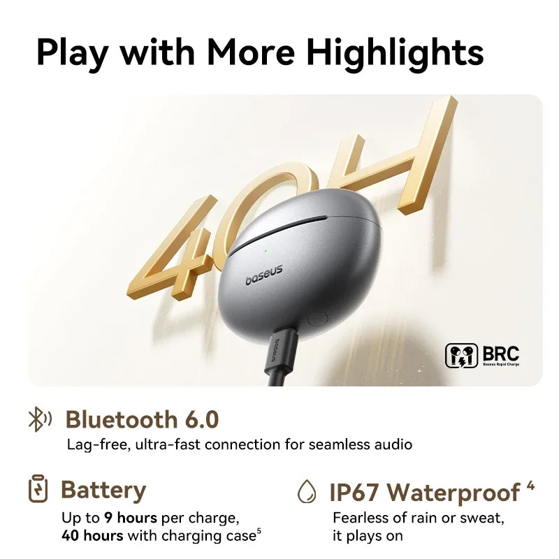 Baseus MC1 Pro Ear Clip Wireless Earphones Bluetooth 6.0 Hi-Res Ultra Open Earbu gallery