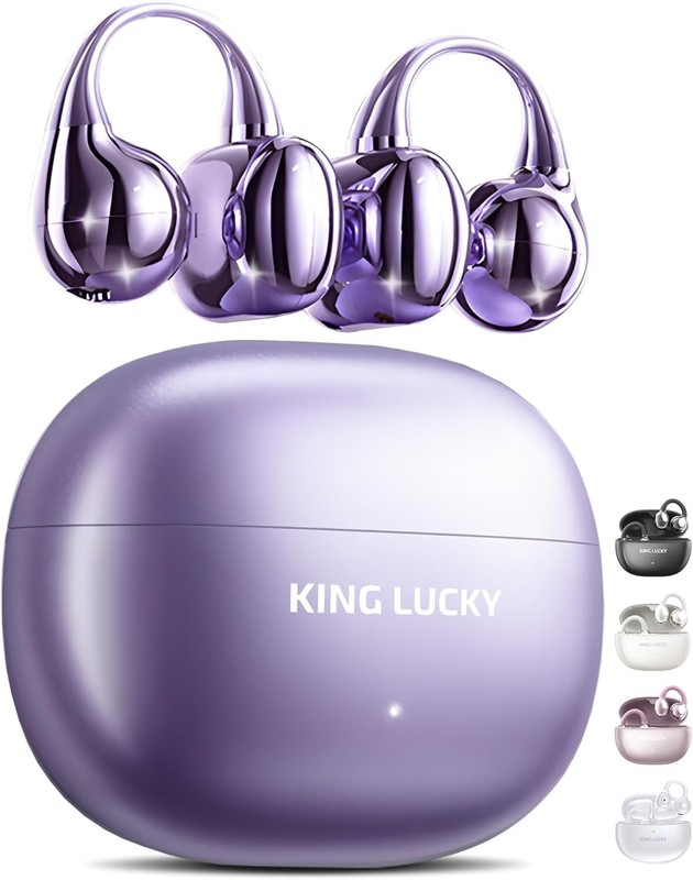 King Lucky Truly upgrade Clip on Earbuds Open Ear Wireless Bluetooth Purple