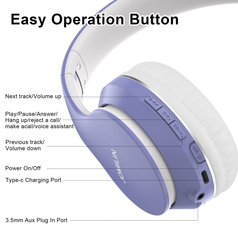 B9 Wireless Headphones Over-Ear, 60 Hours Playtime Lightweight Folding Hi-fi ... gallery