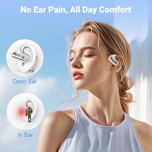 Open Ear Headphones, Bluetooth 5.4 Wireless Earbuds with Ear Hooks, off white gallery