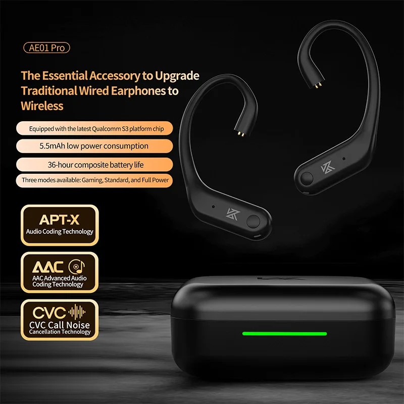 KZ AE01 PRO Wireless HIFI Ear Hook, Bluetooth AAC/aptX, Low Delay Audio gallery