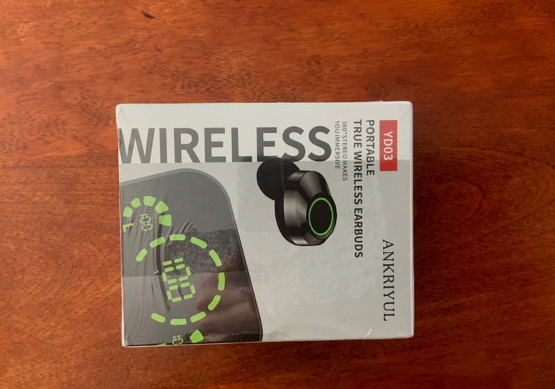 New Ankriyul YD03 Portable True Wireless Earbuds 360° Stereo Green LED Display