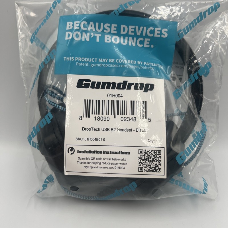New Gumdrop DropTech USB B2 Headset Black 01H004 Over-Ear Headphone with Mic