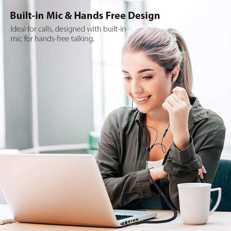 Long Cord Earbuds for TV & PC, 18Ft / 5.5M Extension Cable Earphones with Mic & gallery