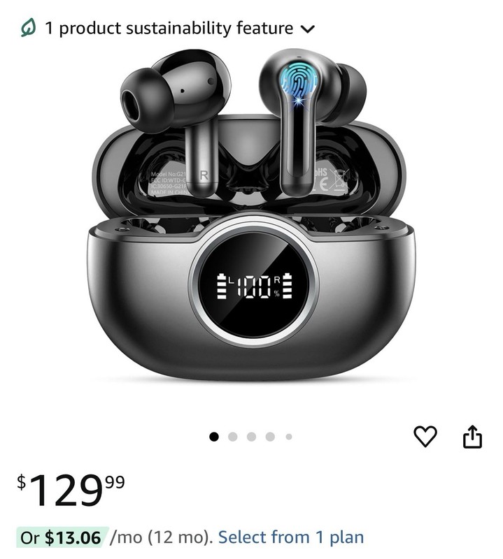 Rinsmola Wireless Earbuds - Black- Model G21 Pro- 8 Hours Play Time - Waterproof