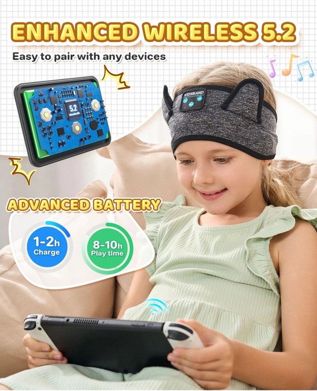 ( ME7)Kids Headband Bluetooth Headphones with Volume Limit & 3.5mm Jack gallery