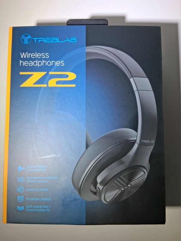TREBLAB Z2 Wireless Bluetooth Headphones Black, ANC, Gaming Mode