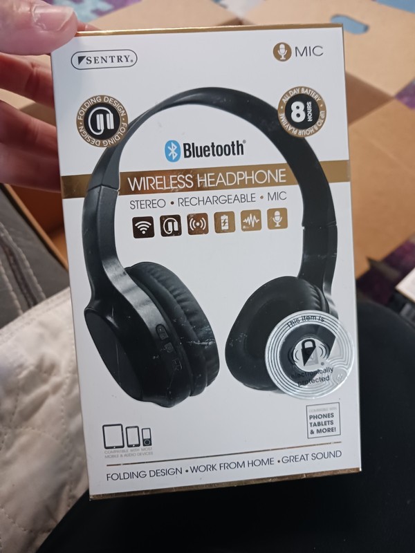 Sentry BT100 Wireless On-Ear Headphones Black. New, Sealed Box