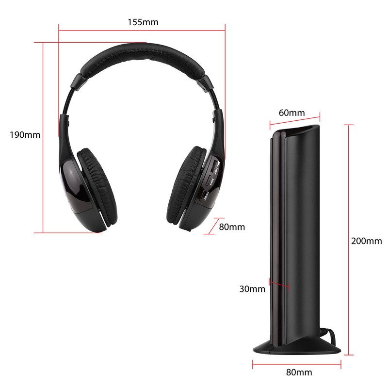 Black 5 in 1 Wireless Cordless Headphones Headset with Mic for PC TV Radio G4M8 gallery