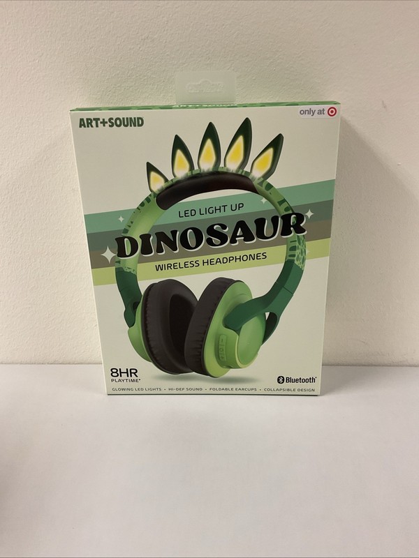 *Art + Sound LED Light Up Dinosaur Wireless Headphones BNIB, G18