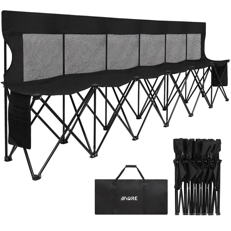 Soccer Bench – Portable Folding Team Bench, 6 Seats Foldable Sideline Benches…