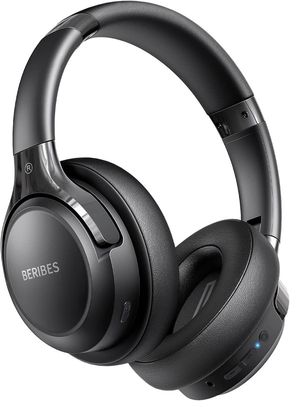 BERIBES Bluetooth OverEar Headphones 65H, 6 EQ, Mic, HiFi Stereo Deep Bass