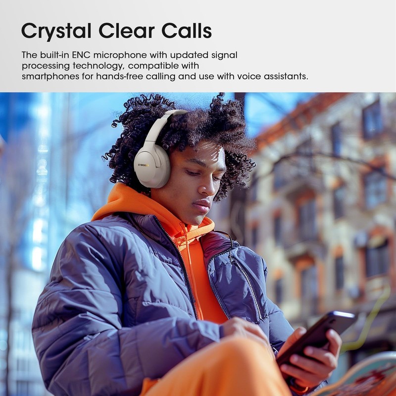 Wireless Over-Ear Bluetooth Headphones, 80H Playtime, ENC Mic, Deep Bass, Foldab gallery