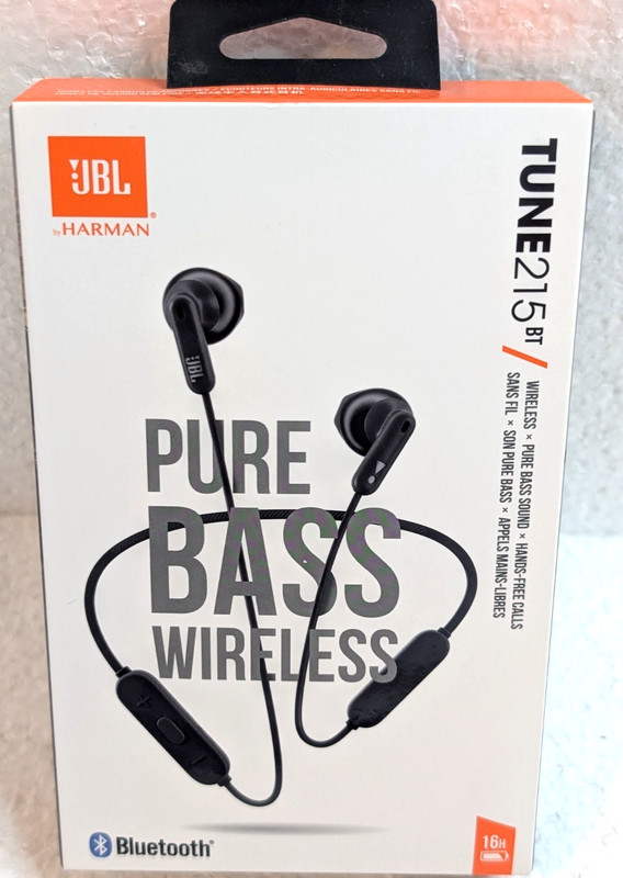 JBL Tune 215BT Bluetooth Wireless In-Ear Headphones W/ Mic Remote Blk NEW Sealed