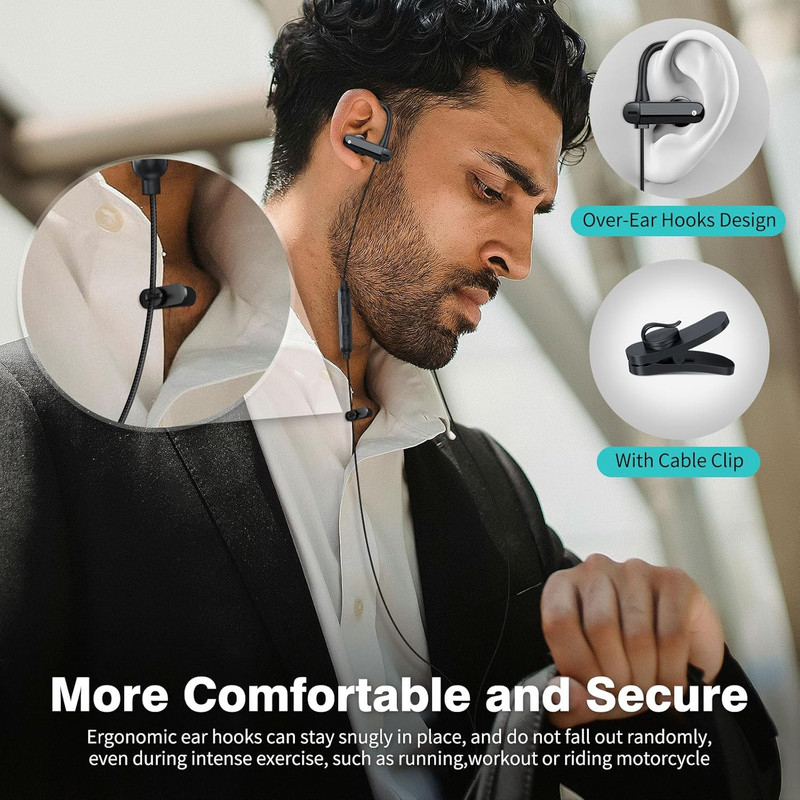 USB C Headphones Over Ear Hook Sport Wired Earbuds Kids with Loop Mic for Samsun gallery