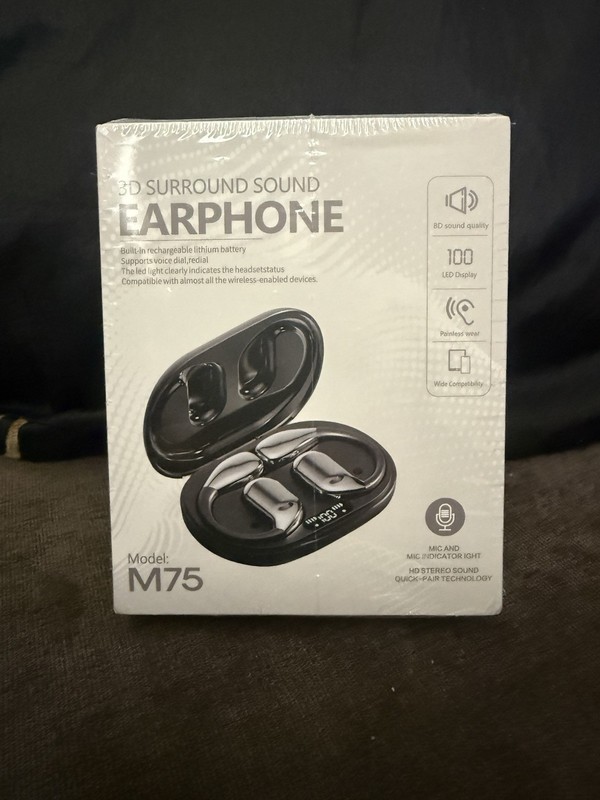 Model M75 3D Bluetooth Surround Sound Earbuds/earphones , Brand New Sealed