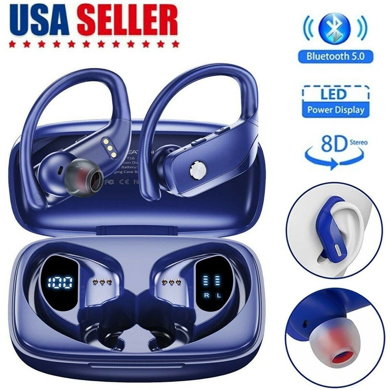 Bluetooth 5.0 True Wireless Earbuds With Mic Headphones Earhook Sport Waterproof
